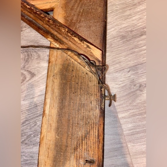 Home Antique Vintage wall mounted‎ metal wire Wood Frame no glass walnut tone - Picture 7 of 16